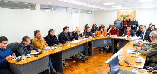 alt="Legisladores en mesa de comisiones conjuntas del Senado provincial debatiendo la reforma previsional en Entre Ríos junto a funcionarios"