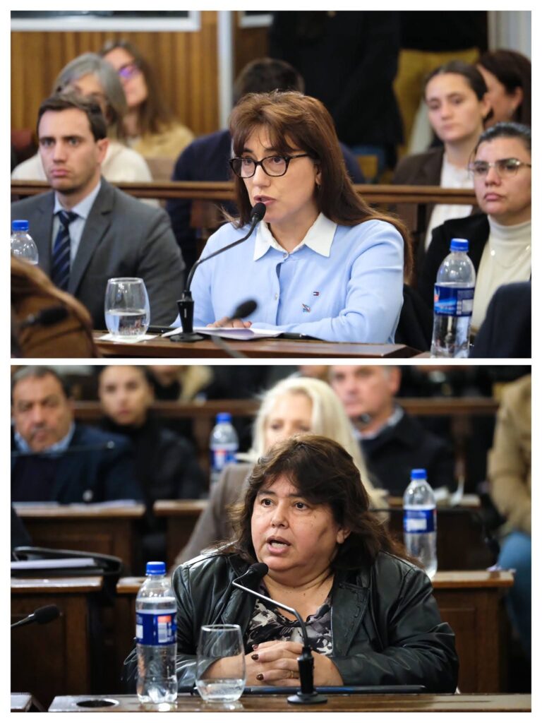 alt="Senadoras Gladys Domínguez y Nancy Miranda en la votación de la reforma previsional"