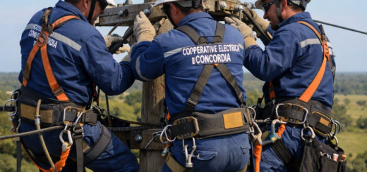 alt="Operarios realizando mantenimiento eléctrico en altura"