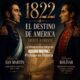 alt="Detalle del afiche promocional de "1822: El destino de América frente a frente" en Concordia, con énfasis en el encuentro de Guayaquil de 1822 entre los generales José de San Martín y Simón Bolívar"