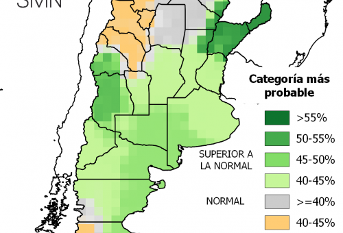 alt="Mapa del pronóstico climático trimestral, SMN"