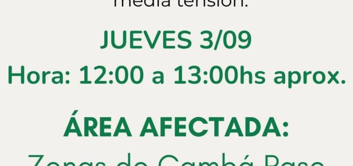 alt="Anuncio oficial de corte de luz programado en Concordia para hoy"