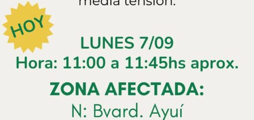 alt="Anuncio oficial de corte de luz en Concordia para hoy lunes 7/09"