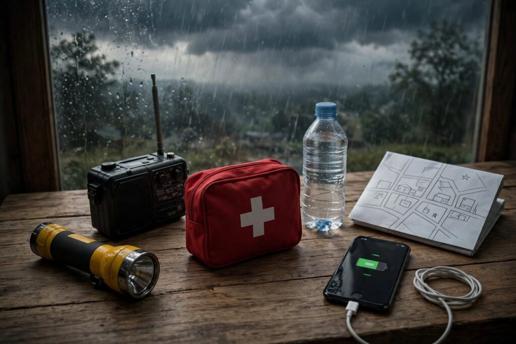 alt="Kit de emergencia y medidas preventivas por alerta naranja y amarilla en Entre Ríos"