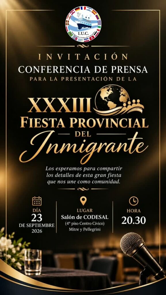 alt="Invitación a conferencia de prensa de la XXXIII Fiesta Provincial del Inmigrante Concordia 2026 en CODESAL"