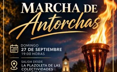 alt="Flyer oficial de la Marcha de Antorchas de la Fiesta Provincial del Inmigrante Concordia 2026 con antorcha encendida y multitud"