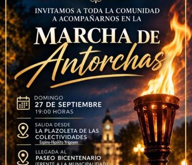 alt="Flyer oficial de la Marcha de Antorchas de la Fiesta Provincial del Inmigrante Concordia 2026 con antorcha encendida y multitud"