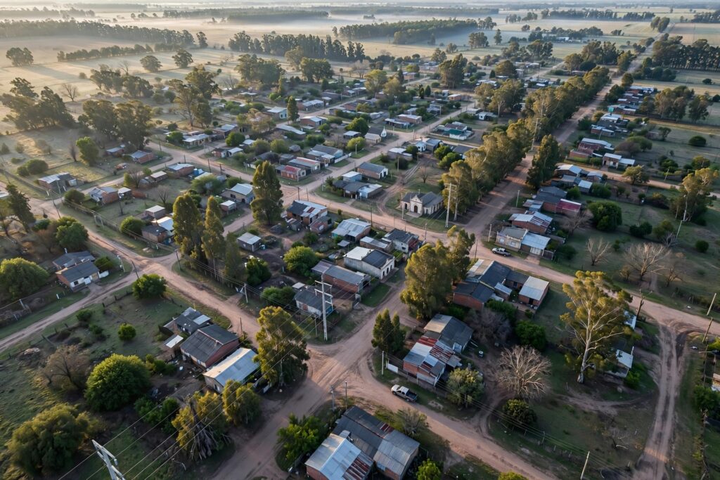 alt="Vista aérea de Osvaldo Magnasco, zona afectada por el corte programado"
