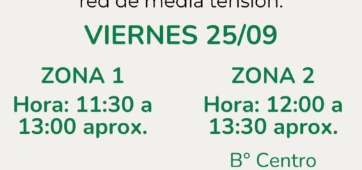 alt="Flyer oficial que informa los cortes de luz que se producirán hoy en Concordia por obras en media tensión"