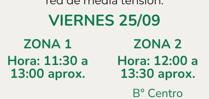 alt="Flyer oficial que informa los cortes de luz que se producirán hoy en Concordia por obras en media tensión"