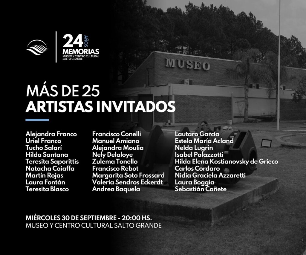 alt="Gráfica con nombres de artistas convocados en el aniversario Museo de Salto Grande"