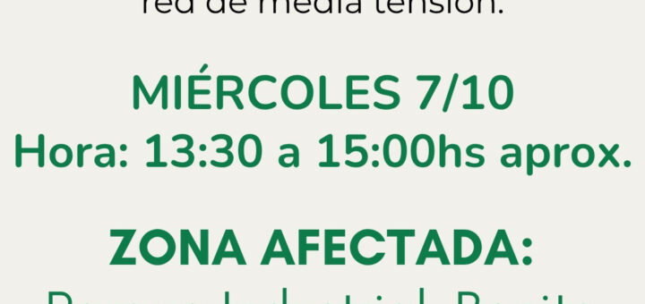alt="Aviso oficial del corte de luz en Concordia con horario y zonas afectadas"