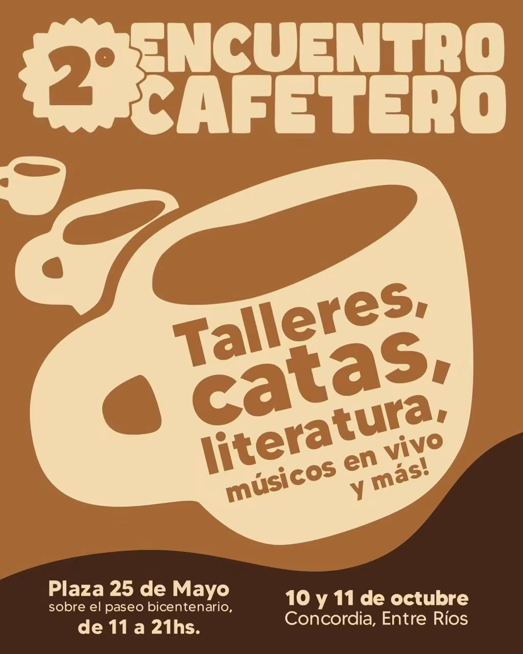 alt="Afiche del Encuentro Cafetero en Concordia, con taza de café, cafetera, fecha y horarios"