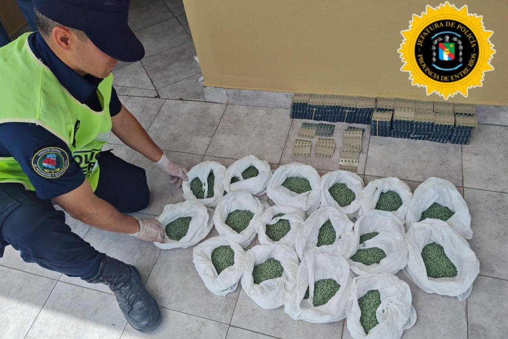 alt="Material incautado en el secuestro de psicofármacos en Entre Ríos"