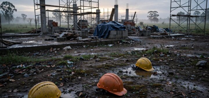 alt="'Empleo registrado en Entre Ríos - obra de construcción inactiva ilustrativa"